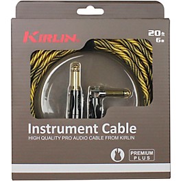 Kirlin IWB Black/Gold Woven Instrument Ca... Kirlin IWB Black/Gold Woven Instrument Cable 1/4" Straight to Right Angle 20 ft.