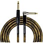 Kirlin IWB Black/Gold Woven Instrument Cable 1/4" Straight to Right Angle 20 ft.