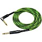 Kirlin IWB Black/Green Woven Instrument Cable 1/4" Straight to Right Angle 10 ft. thumbnail