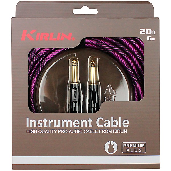 Kirlin IWB Black/Purple Woven Instrument Cable 1/4" Straight 20 ft.
