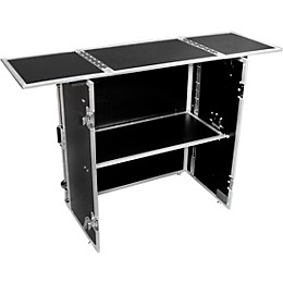 Open Box ProX Transformer Series Fold Away DJ Performance Desk Facade Black/Black with Wheels Level 1