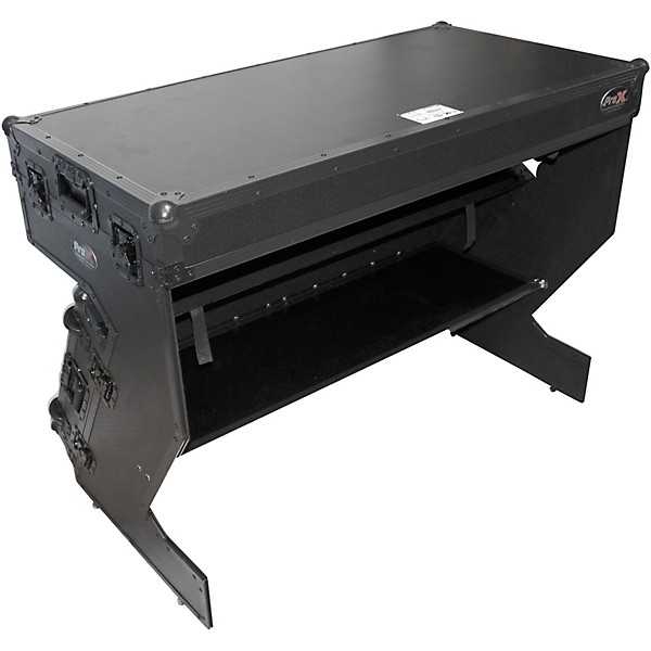 ProX Portable Z-Style Dj Table Flight Case - Black/Black (XS-ZTABLEBL) Black on Black Black