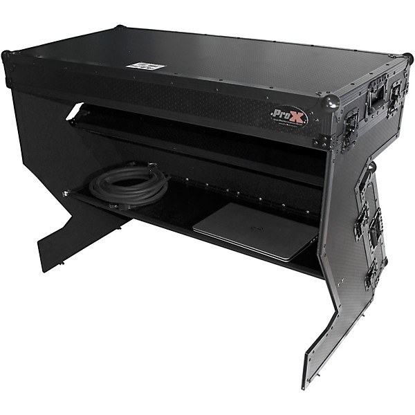 ProX Portable Z-Style Dj Table Flight Case - Black/Black (XS-ZTABLEBL) Black on Black Black