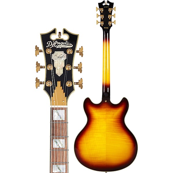 D'Angelico Excel Series DC Semi-Hollow Electric Guitar With Stopbar Tailpiece Vintage Sunburst