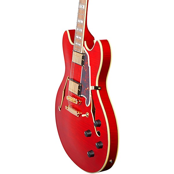 Open Box D'Angelico Excel Series DC Semi-Hollow Electric Guitar with Stopbar Tailpiece Level 2 Cherry 197881185145