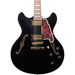 D'Angelico Excel Series DC Semi-Hollow Electric Guitar With Stopbar Tailpiece Black
