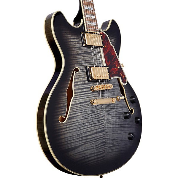 D'Angelico Excel Series DC Semi-Hollow Electric Guitar With Stopbar Tailpiece Gray Black