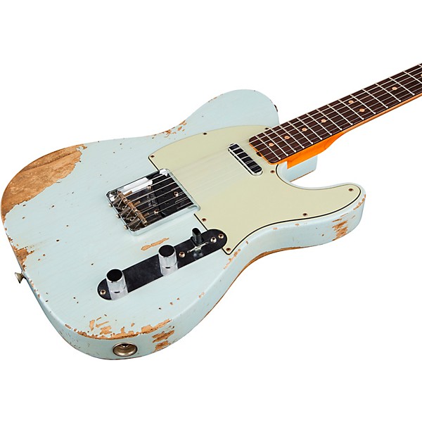 Fender Custom Shop 1963 Heavy Relic Telecaster Custom Built Electric Guitar Super Faded Aged Sonic Blue