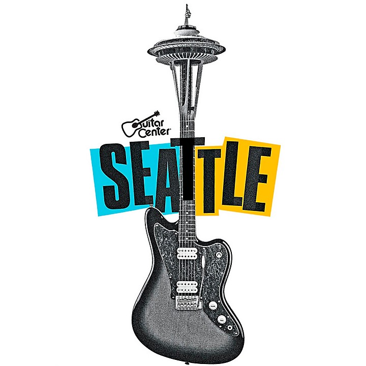 Guitar Center Seattle Guitar Needle Graphic Sticker Guitar Center
