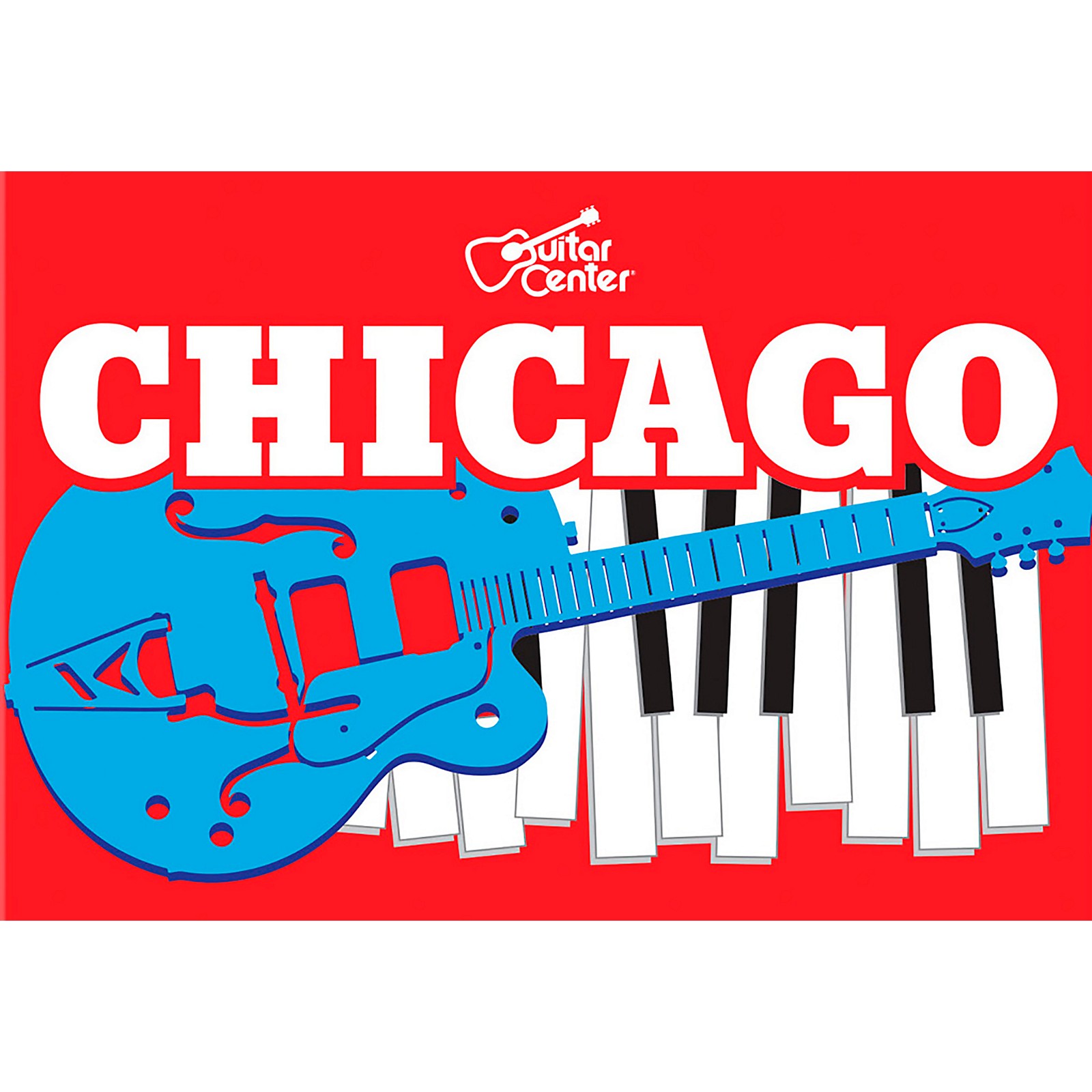 Guitar Center Chicago Guitar and Keyboard Graphic Sticker Guitar Center