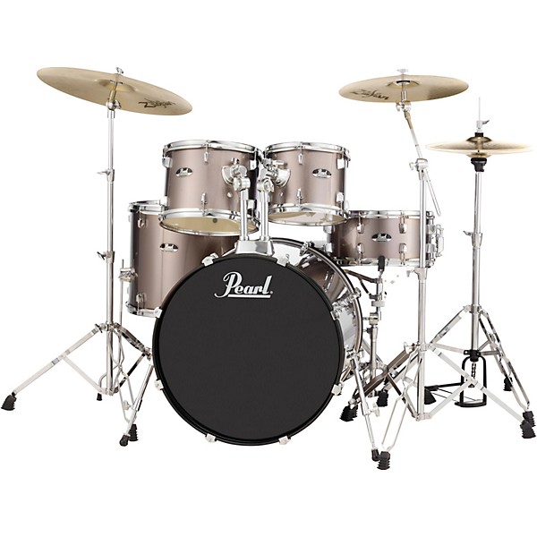 Pearl Roadshow Complete 5-Piece Drum Set with Hardware and Zildjian Planet Z Cymbals Bronze Metallic
