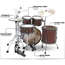 TAMA Starclassic Maple 4-Piece Shell Pack With 22" Bass Drum and Smoked Black Nickel Shell Hardware Flat Burgundy Metallic