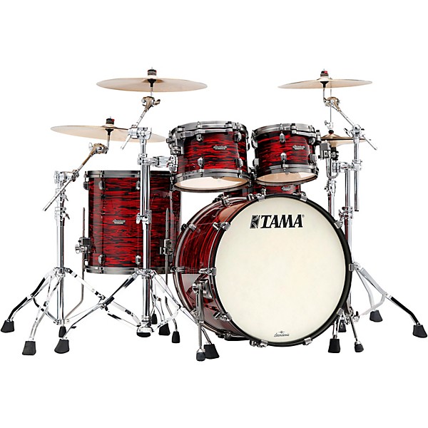 TAMA Starclassic Maple 4-Piece Shell Pack With Smoked Black Nickel Hardware and 22" Bass Drum Red Oyster