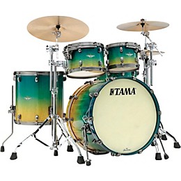 TAMA Starclassic Maple 4-Piece Shell Pack With 22" Bass Drum and Smoked Black Nickel Shell Hardware Marine Shoreline Movingui Fade