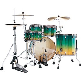 TAMA Starclassic Maple 4-Piece Shell Pack With 22" Bass Drum and Smoked Black Nickel Shell Hardware Marine Shoreline Movingui Fade