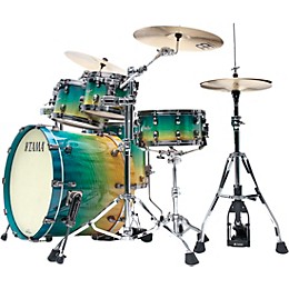 TAMA Starclassic Maple 4-Piece Shell Pack With 22" Bass Drum and Smoked Black Nickel Shell Hardware Marine Shoreline Movingui Fade