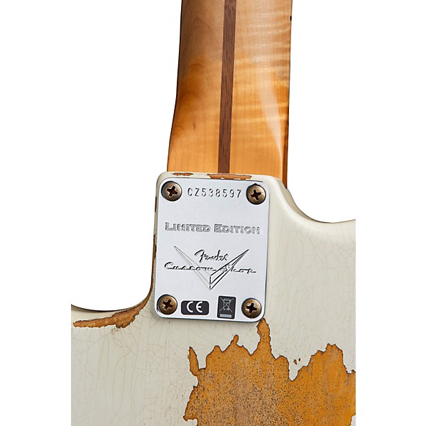 Fender Custom Shop 1956 Heavy Relic Thinline Stratocaster Electric Guitar Aged Olympic White Over Choc 2-Tone Sunburst
