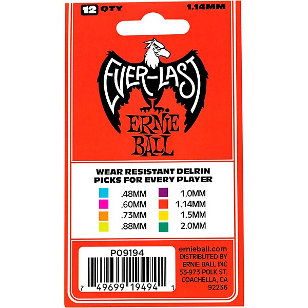 Ernie Ball Everlast Delrin Picks 12 Pack 1.14 mm 12 Pack