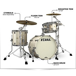 TAMA Starclassic Maple 3-Piece Shell Pack with Smoked Black Nickel Hardware and 20 in. Bass Drum Champagne Sparkle