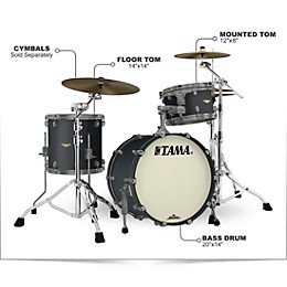 TAMA Starclassic Maple 3-Piece Shell Pack with Smoked Black Nickel Hardware and 20 in. Bass Drum Flat Black