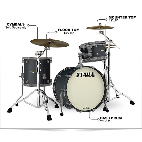 TAMA Starclassic Maple 3-Piece Shell Pack with Smoked Black Nickel Hardware and 20 in. Bass Drum Flat Black