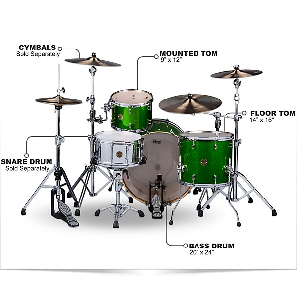 ddrum Dios 3-Piece Shell Pack Emerald Green