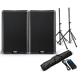 QSC K12.2 12" 2,000W Powered Speaker Pair With Stands and Power Strip