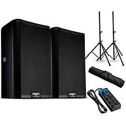 QSC K8.2 8" Powered Speaker Pair With Stands and Power Strip