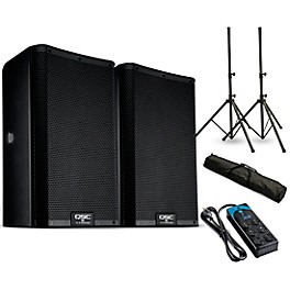 QSC K8.2 8" Powered Speaker Pair With Stands and Power Strip