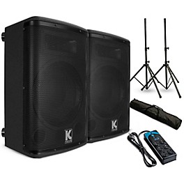 Kustom PA KPX12A 12" Powered Loudpeaker Pair With Stands and Power Strip