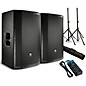 JBL PRX815W Powered 15" Speaker Pair With Stands and Power Strip thumbnail