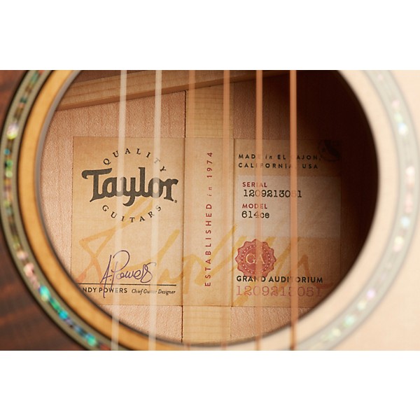 Taylor 614ce-LH V-Class Left-Handed Grand Auditorium Acoustic-Electric Guitar Brown Sugar