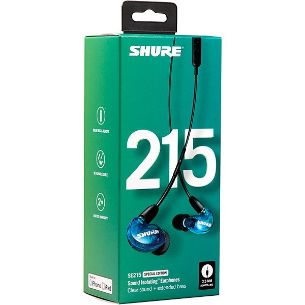 Open Box Shure SE215 Special Edition Sound Isolating Earphones Level 1 Blue
