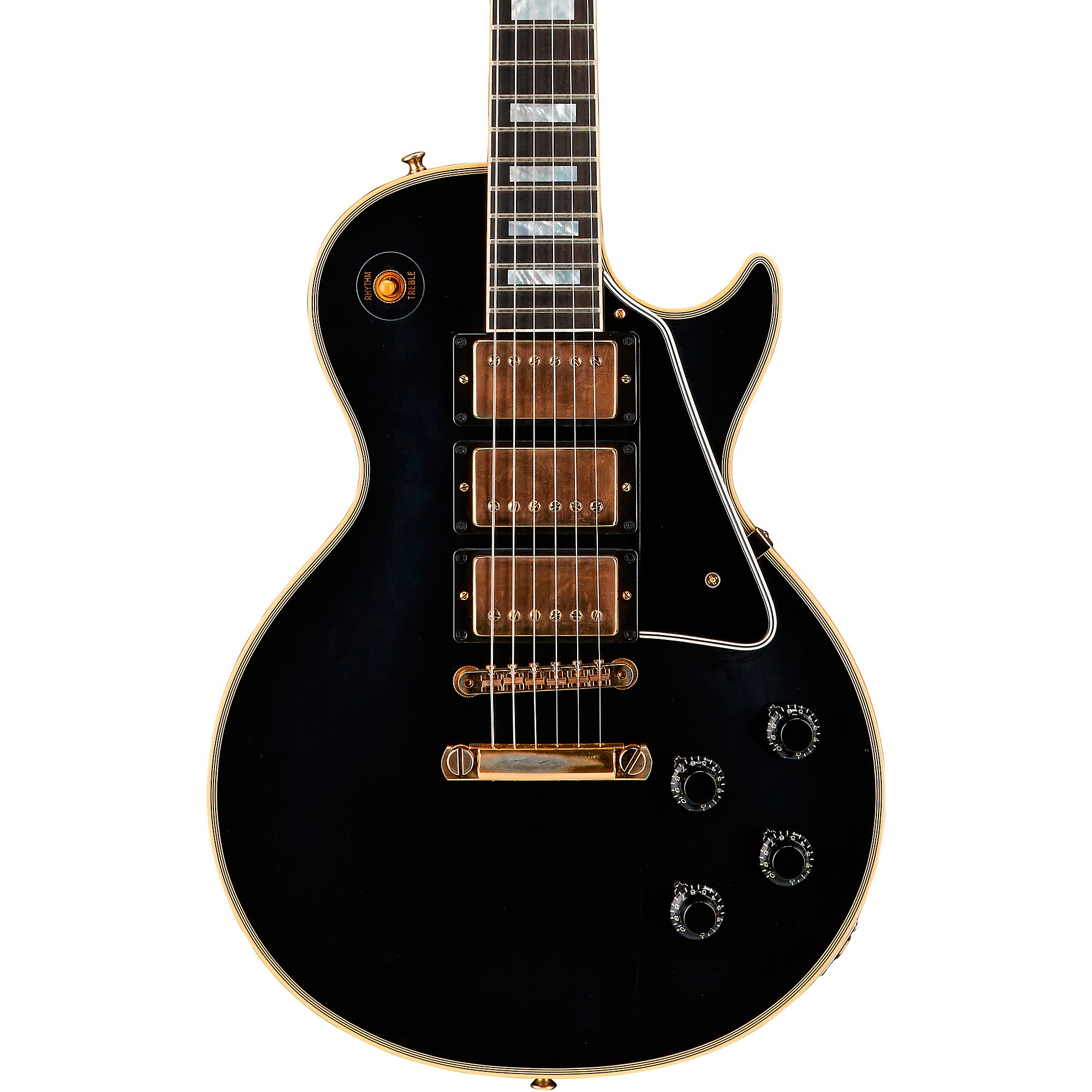 Platinum Gibson Custom 1957 Les Paul Custom Reissue 3-Pickup VOS Electric  Guitar Ebony | Guitar Center