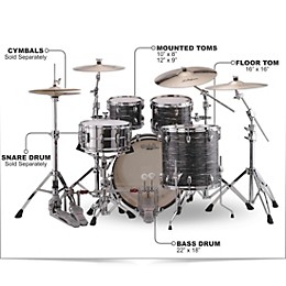 Ludwig Classic Maple 4-Piece Mod Shell Pack With 22" Bass Drum Vintage Black Oyster Pearl