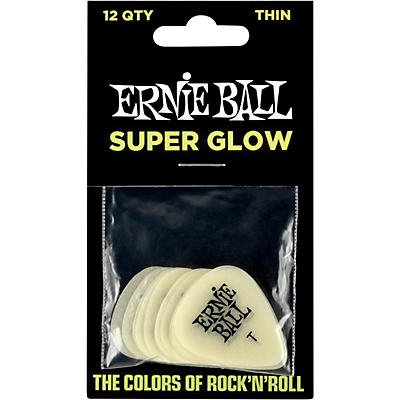 Ernie Ball Super Glow Guitar Picks Thin 12 Pack for sale