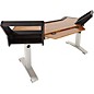 Argosy Halo Desk with Black End Panels, Mahogany Surface, and Silver Legs