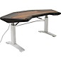 Argosy Halo G E Height Adjustable Desk with Mahogany Surface with Black End Panels, Mahogany Surface, and Silver Legs thumbnail