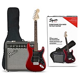 Open Box Squier Affinity Series Stratocaster HSS Electric Guitar Pack with Fender Frontman 15G Amp Level 1 Candy Apple Red