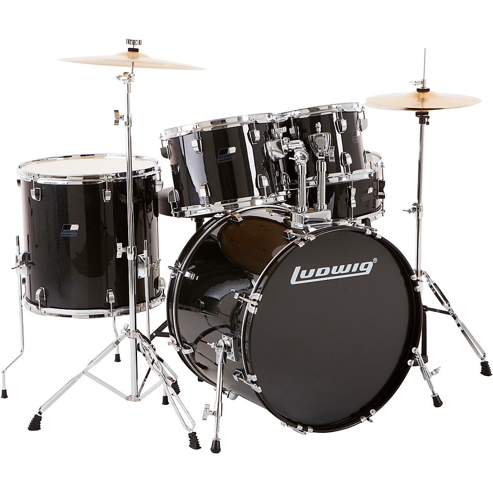 Ludwig Backbeat Complete 5-Piece Drum Set With Hardware And Cymbals Black Sparkle
