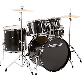 Ludwig BackBeat Complete 5-Piece Drum Se... Ludwig BackBeat Complete 5-Piece Drum Set With Hardware and Cymbals Black Sparkle