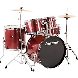 Ludwig BackBeat Complete 5-Piece Drum... Ludwig BackBeat Complete 5-Piece Drum Set With Hardware and Cymbals Wine Red Sparkle