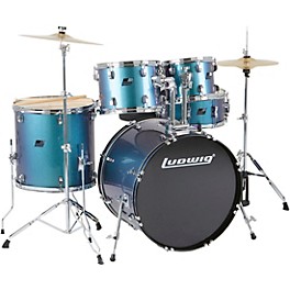 Ludwig BackBeat Complete 5-Piece Drum Set... Ludwig BackBeat Complete 5-Piece Drum Set With Hardware and Cymbals Pacific Mist