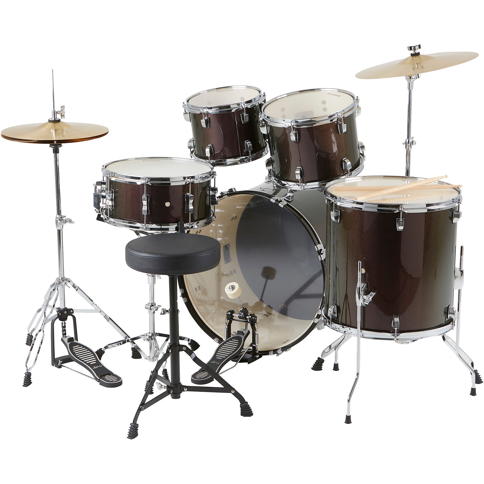 Ludwig BackBeat Complete 5-Piece Drum Set With Hardware and