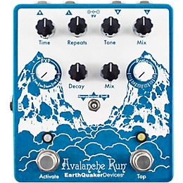 EarthQuaker Devices Avalanche Run V2 Reverb/Delay Effects Pedal and Octoskull T-Shirt Large Black