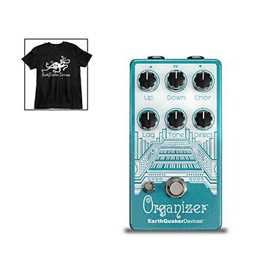 Earthquaker Devices Organizer V2 Organ Emulator Effects Pedal And Octoskull T-Shirt Large Black for sale
