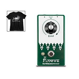EarthQuaker Devices Arrows V2 Preamp Booster Effects Pedal and Octoskull T-Shirt Large Black