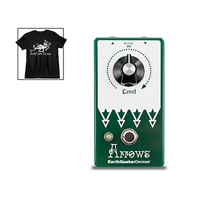Earthquaker Devices Arrows V2 Preamp Booster Effects Pedal And Octoskull T-Shirt Large Black for sale
