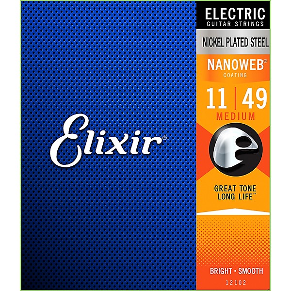 Elixir Electric Guitar Strings with NANOWEB Coating, Medium (.011-.049) 2-Pack