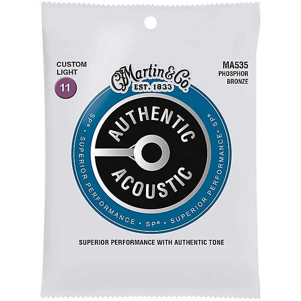 Martin MA535 Authentic Acoustic Phosphor Bronze Custom-Light Guitar Strings